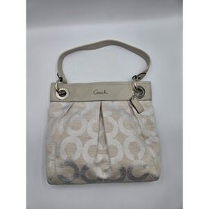 COACH Ashley Signature  Silver And‎ Cream Handbag